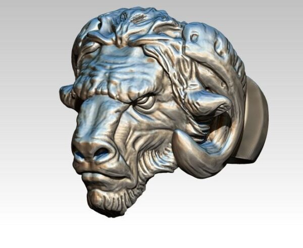 Ram bison bull silver ring - Image 3