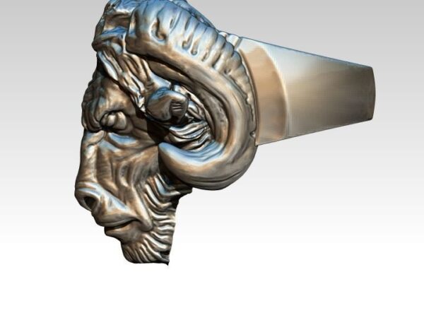 Ram bison bull silver ring - Image 2