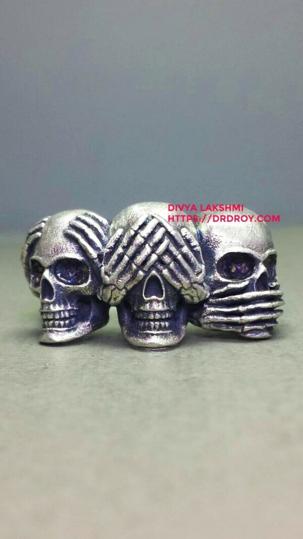 Hear No Evil See No Evil Speak No Evil Sterling Silver Skull Ring