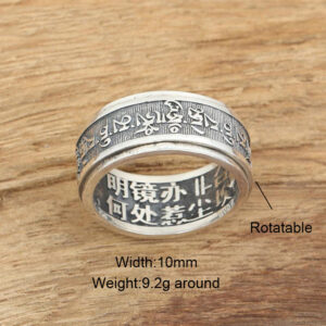 925 Sterling Silver Rings For Men Rotatable Kundalini awakening Om Mantra Rings Jewelry