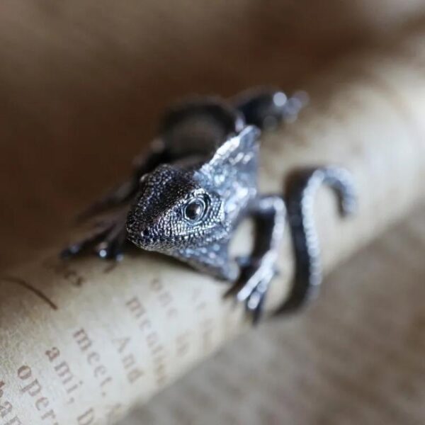 Lizard Silver Mens Ring Rock Rings Animal Rings - Image 3