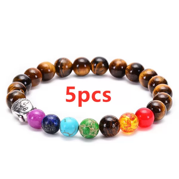 Seven Chakra Healing Beaded Bracelet Natural Lava Stone Tiger Eye Beads Bracelet - Image 9