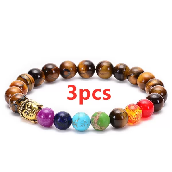 Seven Chakra Healing Beaded Bracelet Natural Lava Stone Tiger Eye Beads Bracelet - Image 10