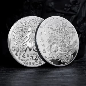 Dragon Chinese Coin Animal Lucky Coin Gold Plated – Silver B