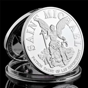 St Michael The Archangel with Prayer 1OZ Gold/Silver Plated Challenge Coin USA Collectibles