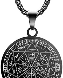 Seven Archangels Pendant Necklace – Protection Amulet 24 Inch Black