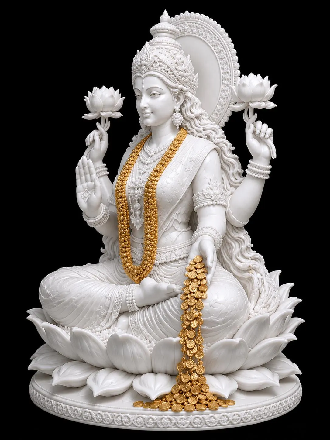 3D Printed Resin Lakshmi Idol Hindu Décor