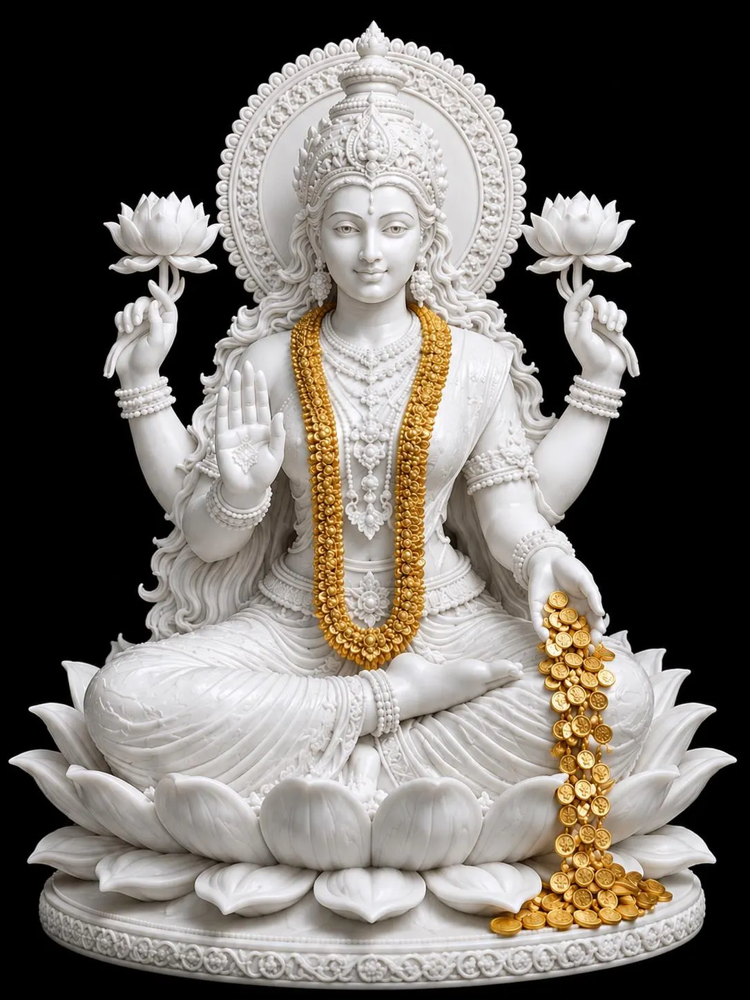 White Goddess Lakshmi Statue for Home Temple