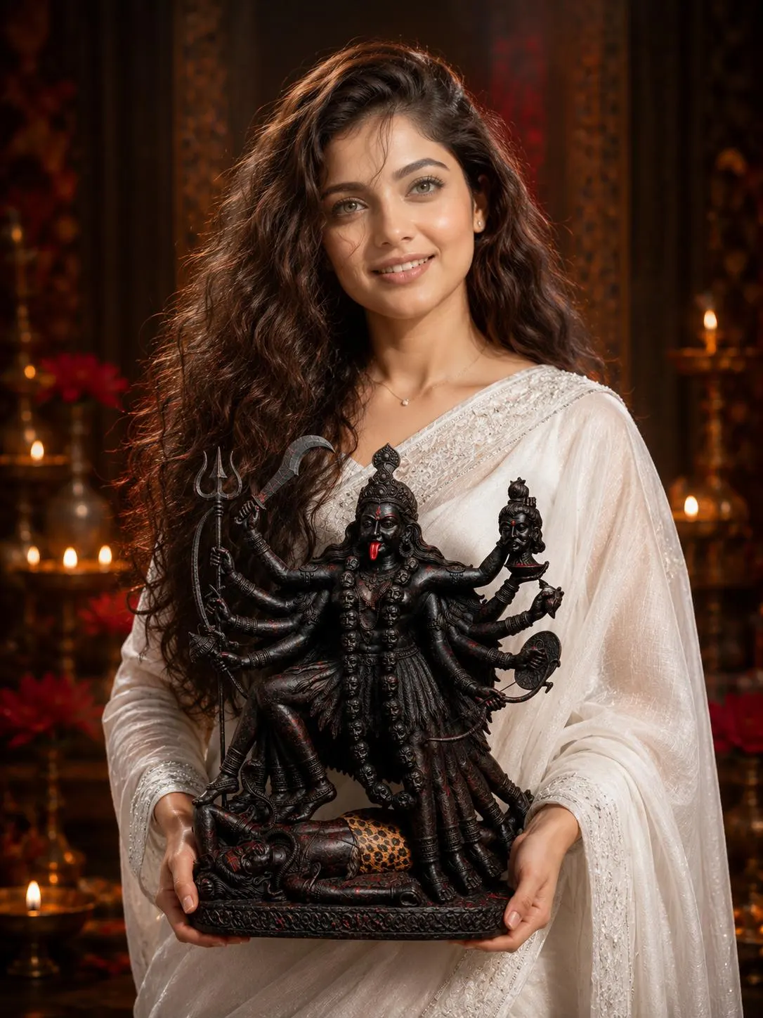 Goddess Kali Statue Black Resin Sculpture