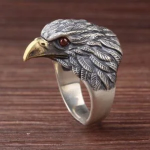 Eagle Head  Red Eye Hipster Rings for Men