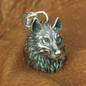 Sterling Silver Wolf Pendant Biker