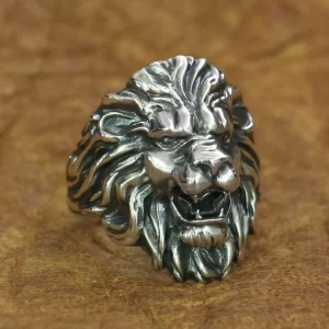 925 Sterling Silver King of Lion Rings Mens Biker Rock Punk Rings US Size 7~15
