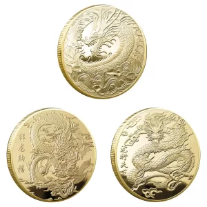 Dragon Chinese Coin Animal Lucky Coin Gold Plated