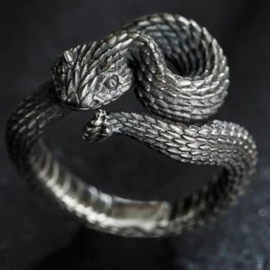 Vintage Sterling Silver Rattlesnake Ring – Handmade Snake Jewelry for Men & Women