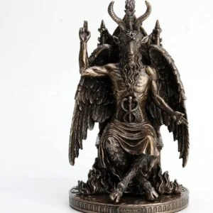 Baphomet Resin Statue Antique Bronze Finish – Occult Pagan Altar Decor 9.5 Inch