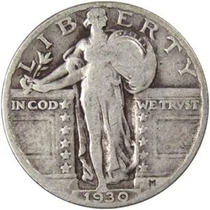 1930 Standing Liberty Quarter – G Good Grade – 90% Silver 25c US Type Coin | Historic Collectible