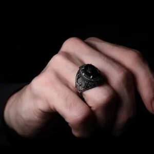 925 Sterling Silver Phoenix Ring for Men | Black Zircon Stone