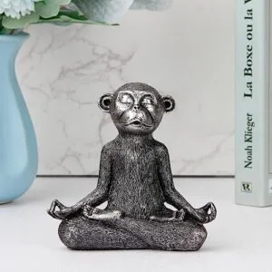 Monkey Yoga Statue – Zen Meditation Monkey Figurine for Home Decor, Cute Spiritual Animal Ornament for Living Room, Bedroom & Bookshelf