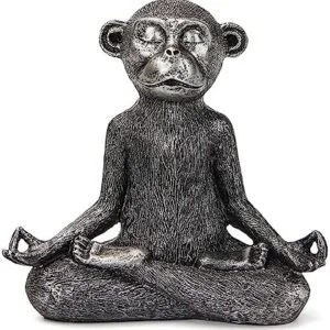 Monkey Yoga Statue – Zen Meditation Monkey Figurine for Home Decor, Cute Spiritual Animal Ornament for Living Room, Bedroom & Bookshelf