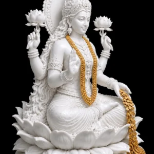 3D Printed Resin Goddess Lakshmi Statue for Home Temple | White Hindu Idol for Wealth & Prosperity Gift