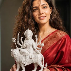 Goddess Durga Statue – 5 Inch 3D Printed Resin Hindu Sculpture for Spiritual Home Decor